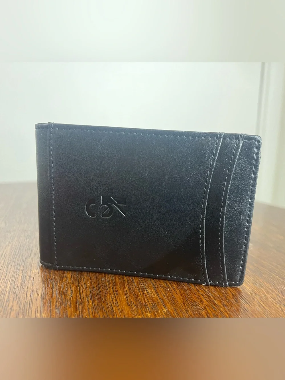 Men's Black Leather Fold Wallet - Card Holder - set of 2 wallets - money clip